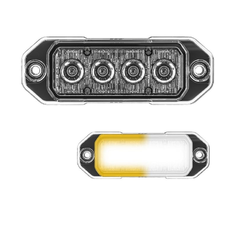 SpeedTech Lights Z-4 TIR LED Surface Mount Emergency Strobe Light â€“ 4 LEDs 12W Grille Beacon Light for Police, Tow, Fire, Construction, and Emergency Vehicles (Amber/Clear) - Image 1